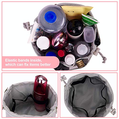 LIVACASA Neceseres para Maquillaje Mujeres con Cordones Elásticos Bolsas de Aseo Cosméticos con Asa 1 Bolsa de PVC Extraíble Ligero Verde