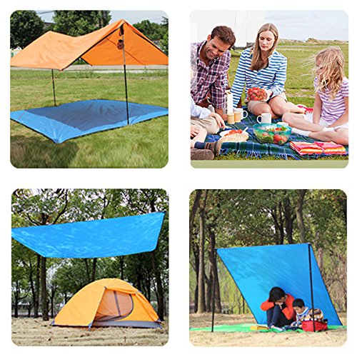 LIVEHITOP Manta de Playa 210x200cm Anti-Arena - Alfombra de Picnic Impermeable Plegable Extra Grande para Camping, Jardín, Viaje, Al Aire Libre, Azul
