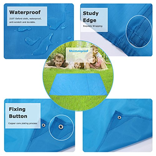 LIVEHITOP Manta de Playa 210x200cm Anti-Arena - Alfombra de Picnic Impermeable Plegable Extra Grande para Camping, Jardín, Viaje, Al Aire Libre, Azul