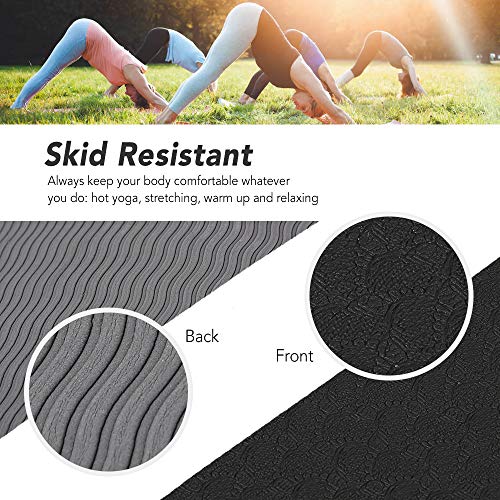 Lixada Esterilla de Yoga Antideslizante TPE Respetuoso del Medio Ambiente con Correa de Transporte y Bolsa de Almacenamiento 72x24IN