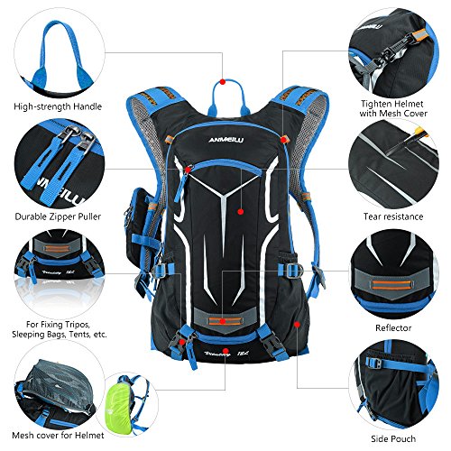 Lixada Mochila de Ciclismo Impermeable 18L Unisexo Respirable Ultraligero con Cubierta de Lluvia Mochila de Hombro Para Ciclismo Montañismo Viajes