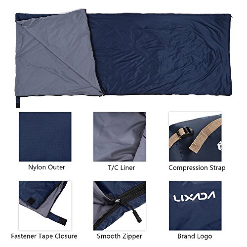 Lixada Saco de Dormir Ultraligero Compresible Multifuncional Saco de Dormir Rectangular 190 * 75cm 680g