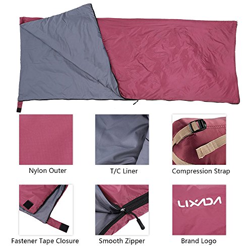 Lixada Saco de Dormir Ultraligero Compresible Multifuncional Saco de Dormir Rectangular 190 * 75cm 680g