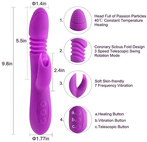 LIYONG Cool Rǎbbḯt Vībrầțẹừr Fêmmê Potente silenciador Calefacción Giratorio Eléctrico Impermeable Silïcốnę USB Recargable Púrpuramhh125sdq1133