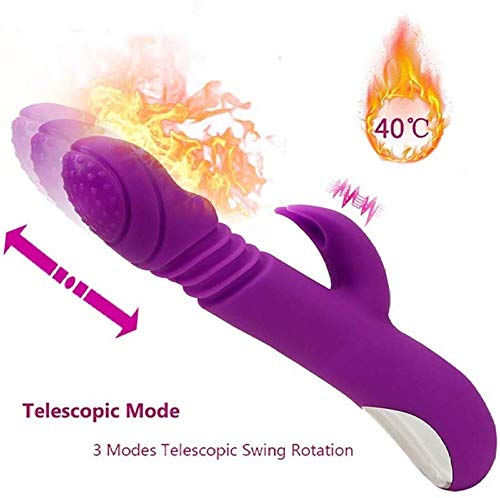 LIYONG Cool Rǎbbḯt Vībrầțẹừr Fêmmê Potente silenciador Calefacción Giratorio Eléctrico Impermeable Silïcốnę USB Recargable Púrpuramhh125sdq1133