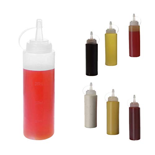 LIZHIGE Botella de Salsa, 6 pcs 8oz condimento Botellas Utilizado para Tapas para Salsa BBQ Aceite de Oliva Ketchup Mostaza mayonesa Salsa Picante aderezo de Ensalada
