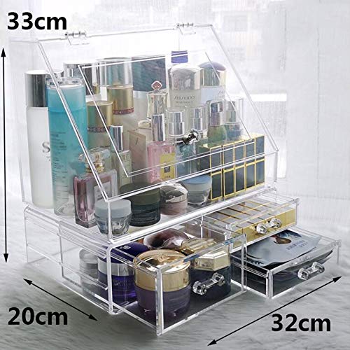 LJJOZ Maquillaje Bolsa Caja De Almacenamiento De Cosméticos De Gran Capacidad Tipo Cajón A Prueba De Polvo Acrílico Transparente con Tapa (Size : C)