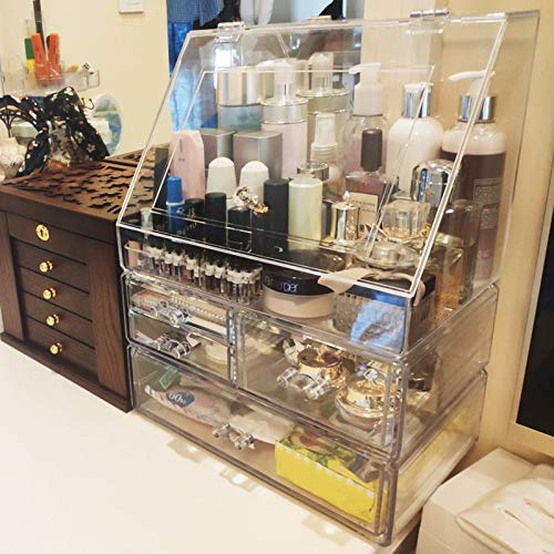 LJJOZ Maquillaje Bolsa Caja De Almacenamiento De Cosméticos De Gran Capacidad Tipo Cajón A Prueba De Polvo Acrílico Transparente con Tapa (Size : C)