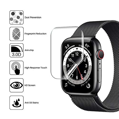 LϟK 6 Pack Protector de Pantalla para Apple Watch 44mm Series 6/5/4/SE y 42mm Series 1/2/3, HD Película de TPU Flexible [Sin Burbujas] [Funda Compatible] [Sin Bordes elevados] [Instalación Fácil]