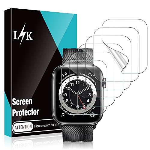 LϟK 6 Pack Protector de Pantalla para Apple Watch 44mm Series 6/5/4/SE y 42mm Series 1/2/3, HD Película de TPU Flexible [Sin Burbujas] [Funda Compatible] [Sin Bordes elevados] [Instalación Fácil]