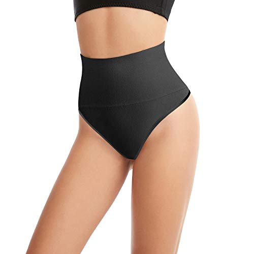 L&K-II Tanga String Body Faja Modeladora Reductora sin Costuras para Mujeres 3601 Negro S/M