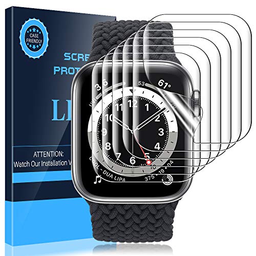 LK Protector de Pantalla Compatible con Apple Watch 44mm / 42mm Series 5/4, [6 Pack] [TPU-Film] [Adsorcion anhidra] HD Suave Protector Compatible con Apple Watch Series 6/ SE/ 5/4 44mm,LK-X-72