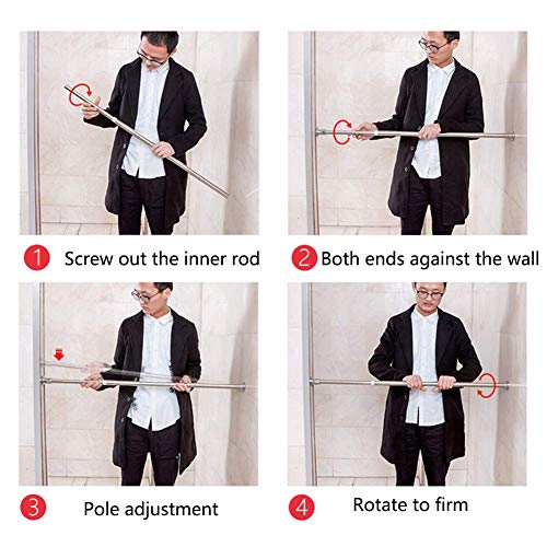 LKJH Barra de Cortina de tensión de Ducha, sin perforación Poste de Resorte Extensible Inoxidable para baño Balcón Cocina Ventana Puerta Armario-a 100-136cm (39-54cm)