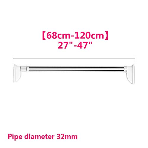 LKJH Barra de Cortina telescópica sin Taladro, Ducha Antideslizante Poste de tensión fácil de Instalar para el Dormitorio Armario con Ventana panorámica Baño-b 68-120 cm (27-47 Pulgadas)