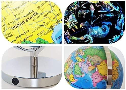 LKNJLL LED Iluminado Globo del Mundo con el Soporte - 3 en 1 for la Educación Interactiva Globo de Juguete, Light Up Globo de la Tierra, Constelación del Globo y de luz Nocturna