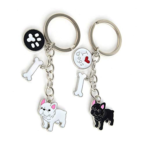 Llavero del llavero Bulldog Francés llave del coche de Cadenas lindo Llavero de metal regalos Titular del perro casero colgante del encanto del bolso del anillo llave clave de hombres de las mujeres