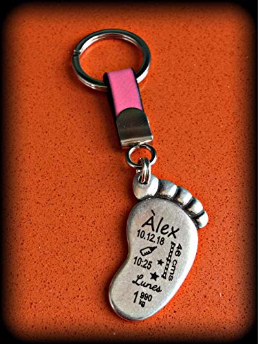 Llavero natalicio personalizado. Regalo padres/madres recien nacido o bebé. Recuerdo nacimiento