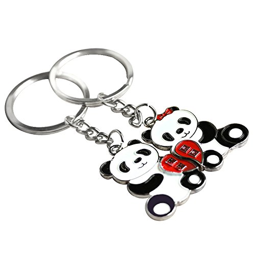 Llavero Pareja Panda China Linda con Metal Llavero Juego de Regalo