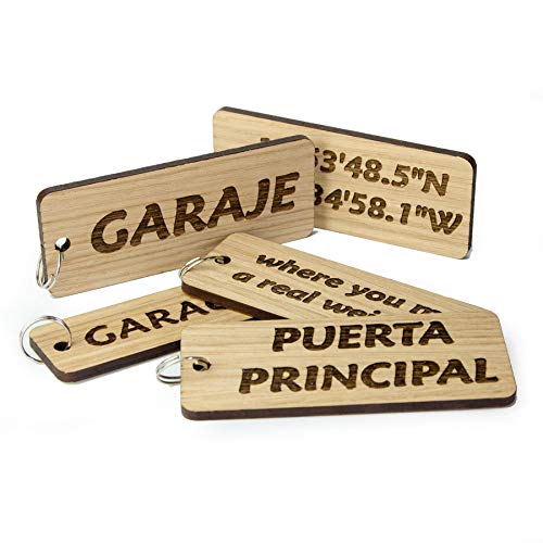 Llaveros de Madera de Roble Personalizables para cobertizo, Llaves de Garaje
