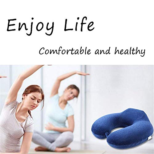 LLXJYY Almohada De Algodón con Memoria, Almohada De Viaje,Cuello Suave Ycómoda,Seguridad En Forma De U Transpirable,Soporte para La Barbilla, Adecuado para El Hogar/Oficina/Viaje,Rosado