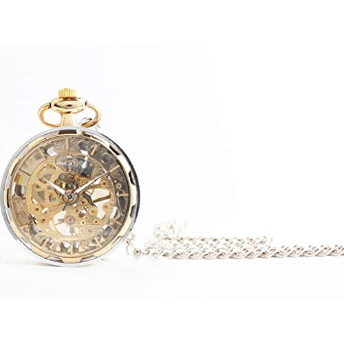 LNDDP Nueva Tendencia Coreana Hombres y Mujeres Huecos Transparentes chapados en Oro Relojes Personalidad sin Cubierta Reloj Reloj Bolsillo mecánico