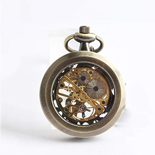 LNDDP Nueva Tendencia Coreana Hombres y Mujeres Huecos Transparentes chapados en Oro Relojes Personalidad sin Cubierta Reloj Reloj Bolsillo mecánico