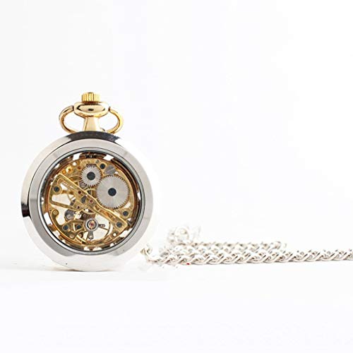 LNDDP Nueva Tendencia Coreana Hombres y Mujeres Huecos Transparentes chapados en Oro Relojes Personalidad sin Cubierta Reloj Reloj Bolsillo mecánico