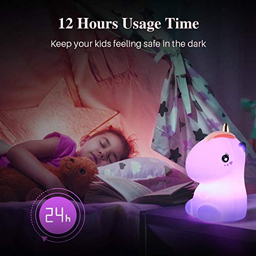 LOBKIN Luces de Noche para niños, Regalos de Unicornio para niñas, Juguetes para niños de 2 3 4 5 6 7 8 años, luz de Noche Linda de Unicornio para guardería de Navidad (Unicornio-Rosado)