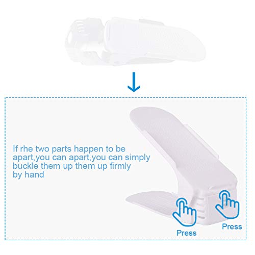 LOBKIN Set de 10pcs de Organizadores Ajustables de Zapatos con Ranuras Soportes de Calzado Apilador para Zapatos Ahorro de Espacio (Blanco)