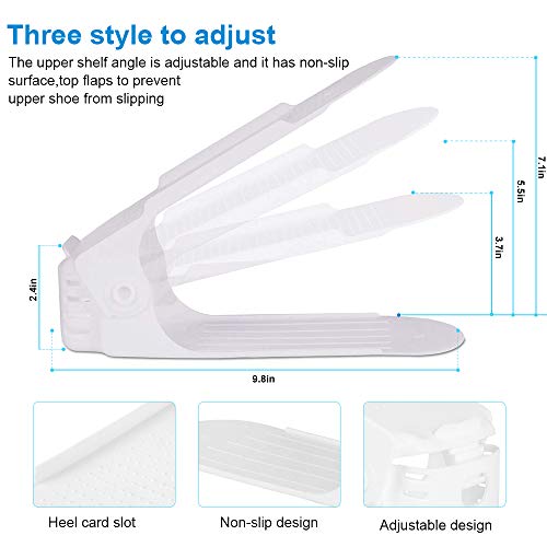 LOBKIN Set de 10pcs de Organizadores Ajustables de Zapatos con Ranuras Soportes de Calzado Apilador para Zapatos Ahorro de Espacio (Blanco)