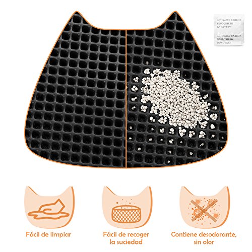 LOETAD Cat Litter Mat Estera de Arena Gato Alfombra de Basura Impermeable Trapping Mat 55x70cm de Doble Capa Fácil de Limpiar