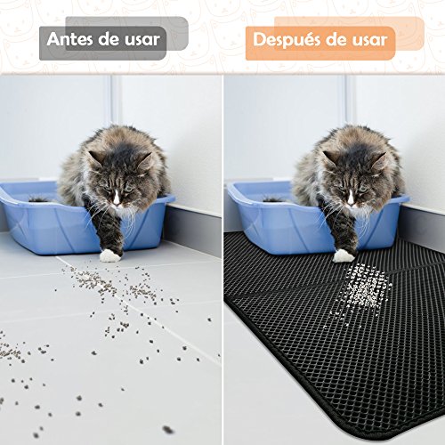 LOETAD Cat Litter Mat Estera de Arena Gato Alfombra de Basura Impermeable Trapping Mat 55x70cm de Doble Capa Fácil de Limpiar