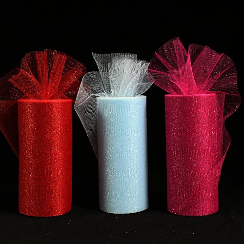 Log-Cabin rollo de cinta de tela de tul con purpurina brillante cinta de malla brillante 6 pulgadas de ancho 25 yardas de longitud para falda de tutú decoración de bodas camino de mesa