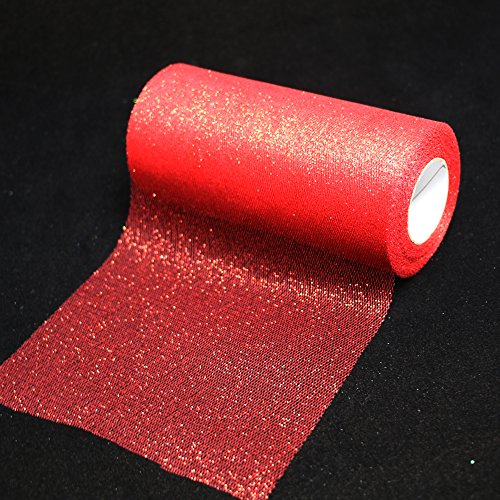 Log-Cabin rollo de cinta de tela de tul con purpurina brillante cinta de malla brillante 6 pulgadas de ancho 25 yardas de longitud para falda de tutú decoración de bodas camino de mesa