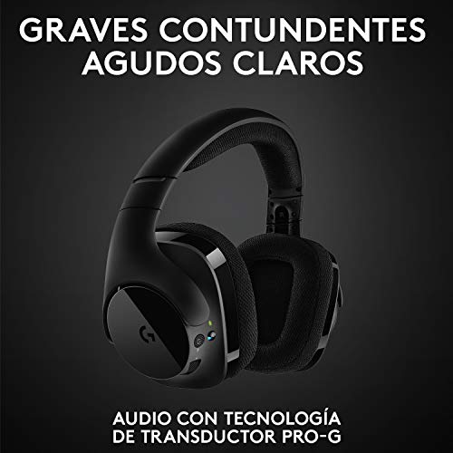 Logitech G533 Auriculares Gaming Inalámbricos, 7.1 Surround DTS Headphone:X, Transductores 40mm Pro-G, Micrófono, 2, 4 GHz Inalámbrico, Batería de 15 Horas, PC/Mac, Negro