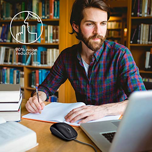 Logitech M110 Ratón con Cable USB, Botones Silenciosos, Tamaño Normal Confortable, Ambidiestro, PC/Mac/Portátil, Rojo