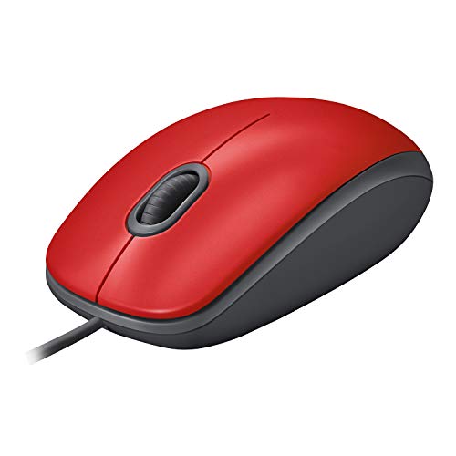 Logitech M110 Ratón con Cable USB, Botones Silenciosos, Tamaño Normal Confortable, Ambidiestro, PC/Mac/Portátil, Rojo