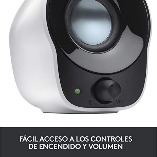 Logitech Z120 Sistema de Altavoces Compacto para PC, Entrada Audio 3.5 mm, USB, Controles Integrados, Distribución de Cable, USB alimentado, Ordenador/Smartphone/Tablet, Blanco/Negro