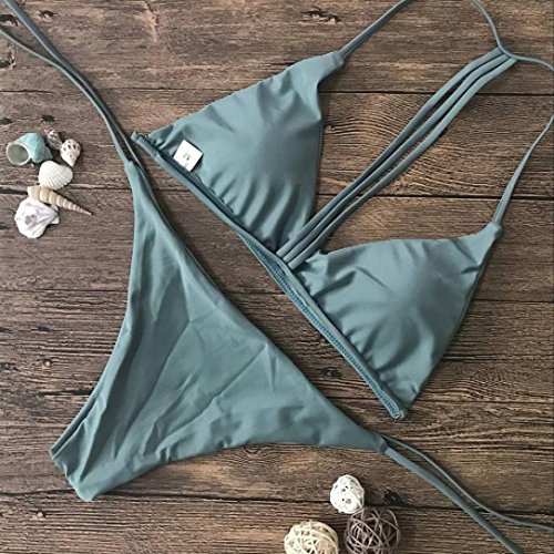 Logobeing Bikini Mujer 2018, Mujer Push-Up Bikini Acolchado Bra Trajes de Baño (L, Verde)