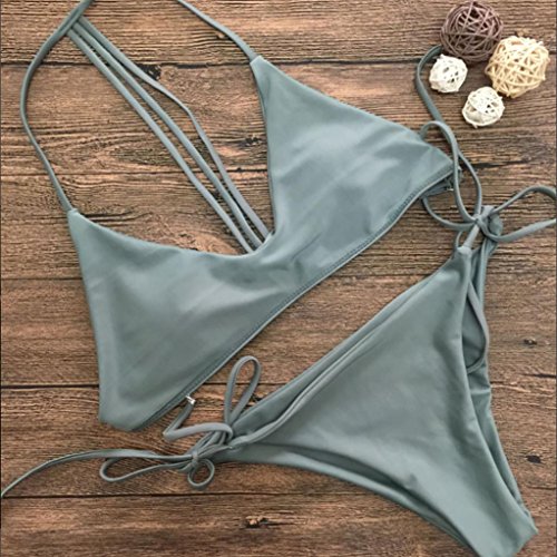 Logobeing Bikini Mujer 2018, Mujer Push-Up Bikini Acolchado Bra Trajes de Baño (L, Verde)