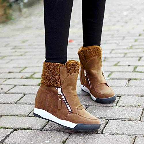 Logobeing Botas Mujer Invierno/Botas de Mujer Casual Zapatos de Muffin con Cuñas Cordones Botas Zapatillas de Deporte Botines Mujer Tacon Calientes Altas Boots Nieve Plataforma (38,Marrón)