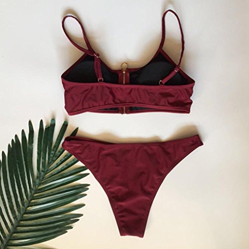 Logobeing Traje de Baño Bikini Mujer 2018 Cremallera Push-Up Acolchado Bañador Traje de Baño de Dos Piezas Mujeres Ropa de Playa Nuevo (Rojo, M)