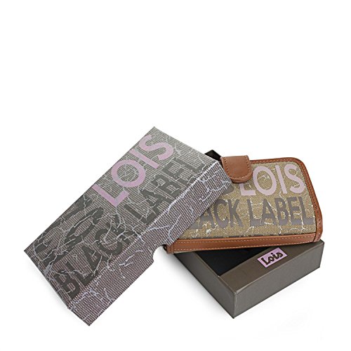Lois - Billetero de Mujer. Cartera Tarjetero Monedero. Tarjetas Documentación Monedas y Billetes. Lona Estampada. Diseño y Calidad. Caja para Regalo. Estilo Informal. 91714, Color Kaki