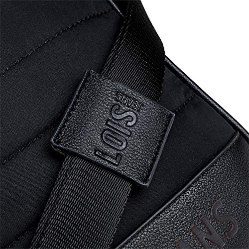 Lois - Bolso Bandolera Hombre. Bolsa de Mensajero al Hombro. Cierre con Cremallera. Múltiples Compartimentos. Lona Canvas 305820, Color Negro