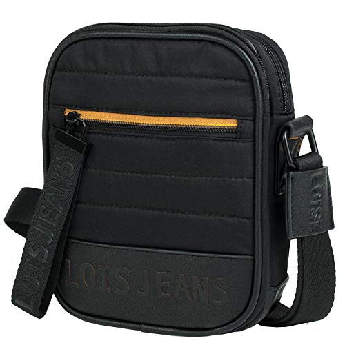 Lois - Bolso Bandolera Hombre. Bolsa de Mensajero al Hombro. Cierre con Cremallera. Múltiples Compartimentos. Lona Canvas 305820, Color Negro
