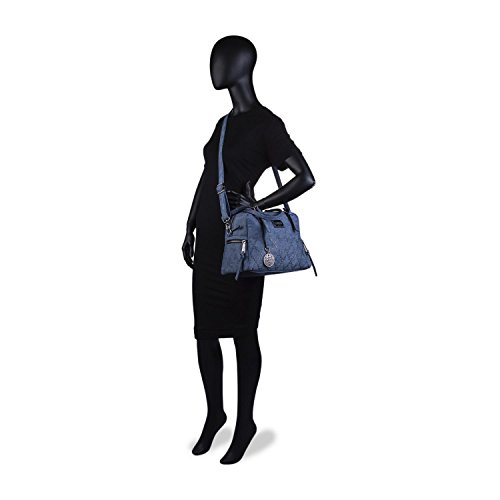Lois - Bolso de Mujer de Mano Tipo Bowling. 2 Asas Largas y Bandolera. Cuero PU con Remaches. Elegante Resistente Cómodo y Práctico. Marca de Calidad y Diseño Exclusivo. 93931, Color Azul