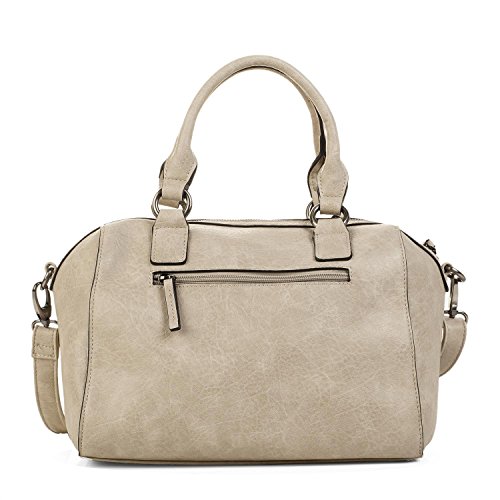 Lois - Bolso de Mujer de Mano Tipo Bowling. 2 Asas y Bandolera. Decorado con Remaches. Cuero PU. Elegante Resistente y Cómodo. Calidad Estilo Diseño y Marca. 93131, Color Beige