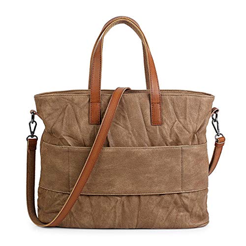 Lois - Bolso de Mujer Tipo Shopping. Portadocumentos Cartera Tipo Mensajero 15" para Portátil. Lona - Cuero PU Estampado Polipiel. Efecto Arrugado. Marca Original. 303040, Color Beige