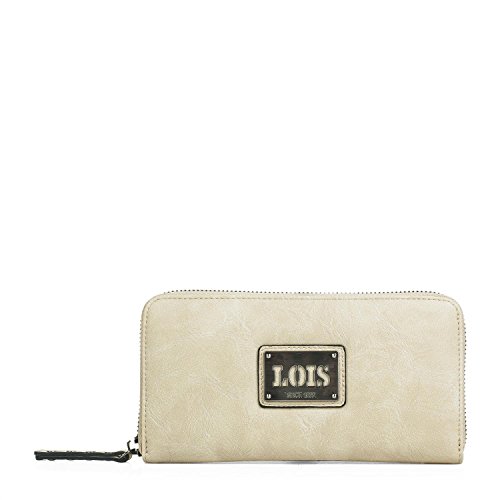 Lois - Cartera de Mujer. Billetero Monedero. Tarjetas Documentación Billetes DNI Monedas. Cuero PU. Caja para Regalo. Gran Capacidad. Resistente Práctico Elegante Estilo. 92701, Color Beige