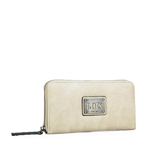 Lois - Cartera de Mujer. Billetero Monedero. Tarjetas Documentación Billetes DNI Monedas. Cuero PU. Caja para Regalo. Gran Capacidad. Resistente Práctico Elegante Estilo. 92701, Color Beige